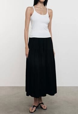 Enza Costa 2 black tiered maxi skirt